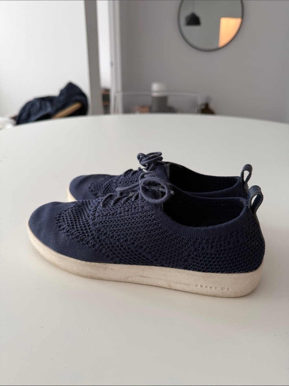 Cole Haan Navy Knit Lace-Up Sneakers